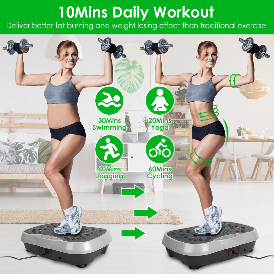 1Pc Vibration Exercise Machine With Resistant Bands Remote Control Whole Body Vibration Platform Workout Equipment Home Fitness Training Equipment For Weight Loss Fat Burner
