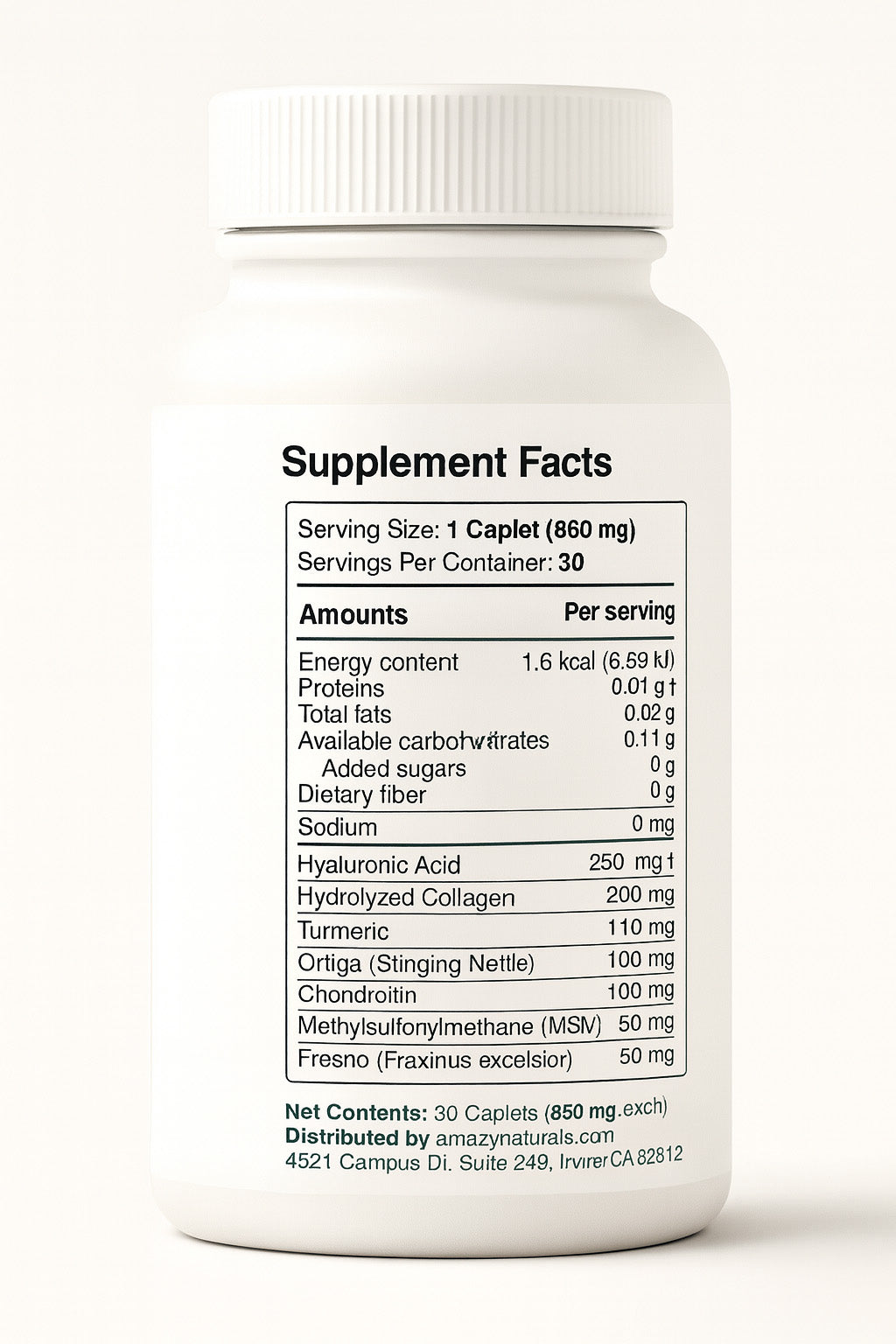 Artiflex Joint Support Supplement, 850mg, 30 Caplets, with Hyaluronic Acid.