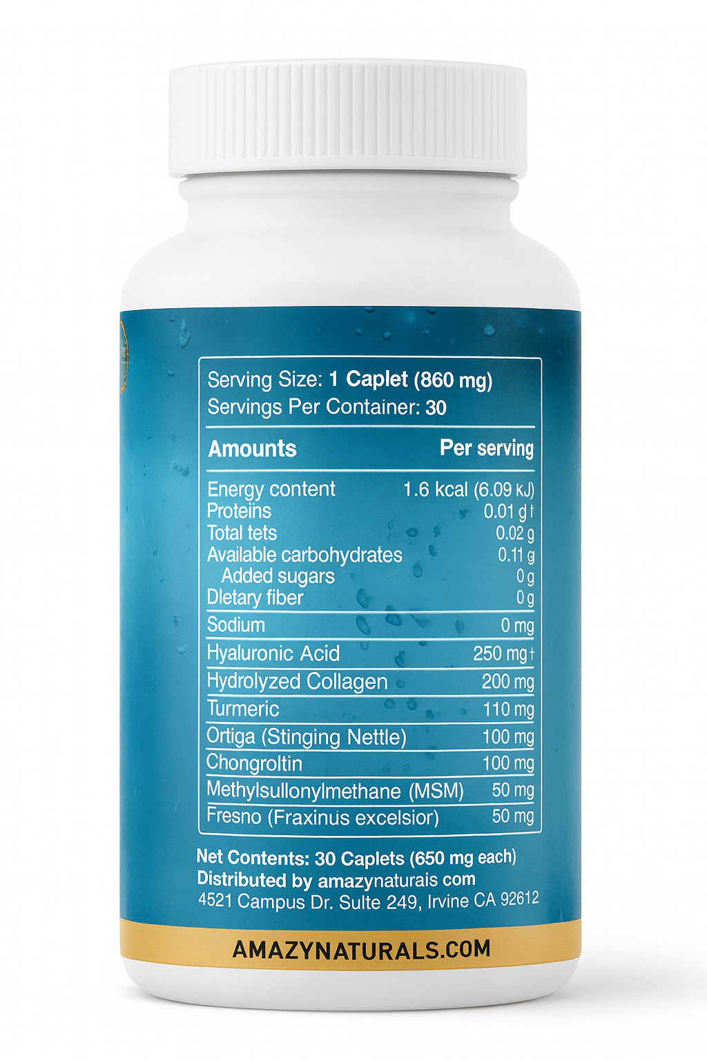 Hyaluronic Acid Ultra, 850mg, 30 Caplets, Premium Joint and Skin Supplement