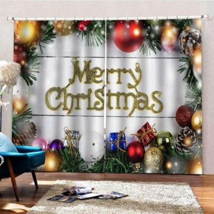 Christmas Pattern Home Decoration Living Room Bedroom Window Curtains